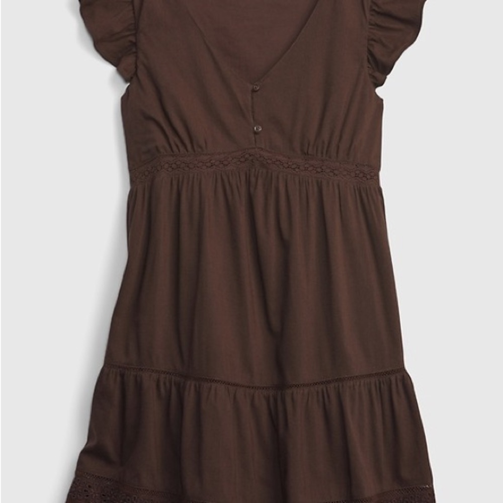🤎 GAP Teen Babydoll Dress | Chocolate Brown | Size 14–16 - Picture 2 of 9